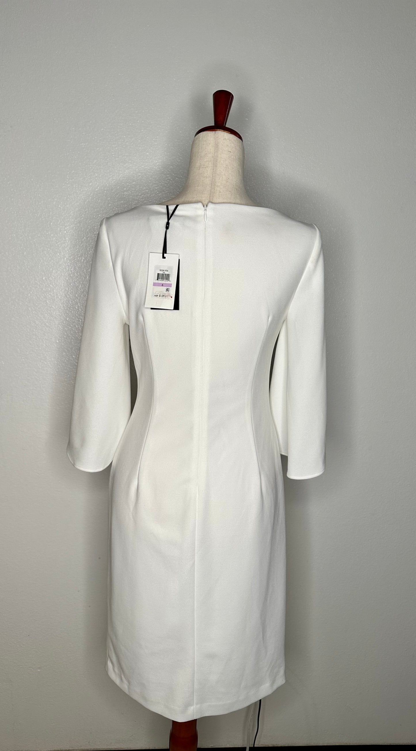 Designer Open-Sleeve Ruched Sheath Dress