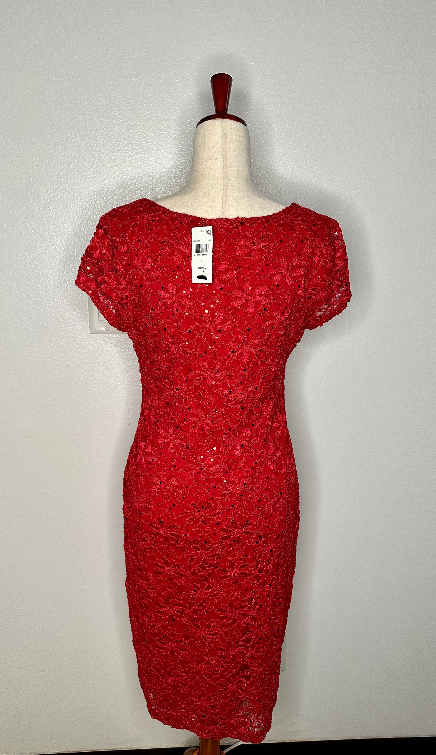Womens Sequined Lace Cocktail Dress