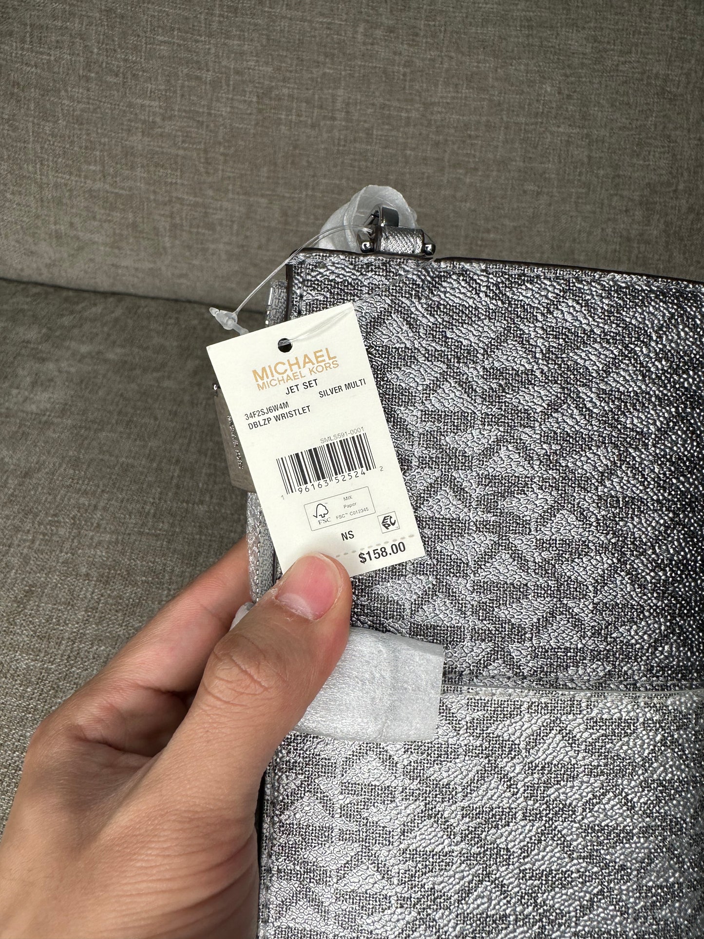 Designer wallet Jet Set Double Zip Wristlet Silver Multi