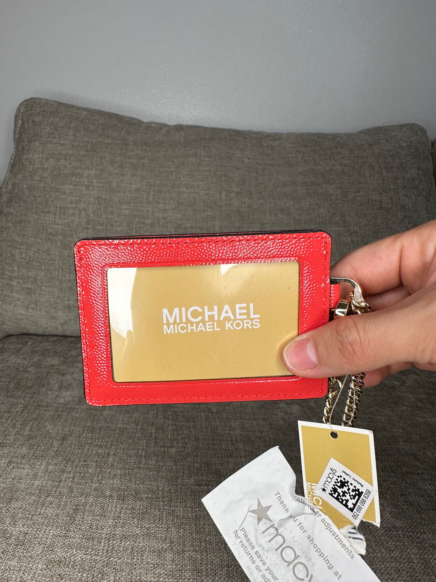 Designer NWT Chain Studded ID Wallet Sangria