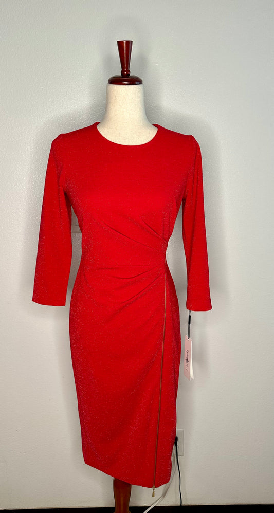 Womens Zipper Detail Mini Sheath Dress Color Red