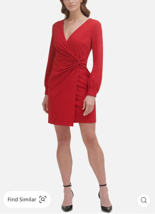 Womens Surplice Midi Wrap Dress