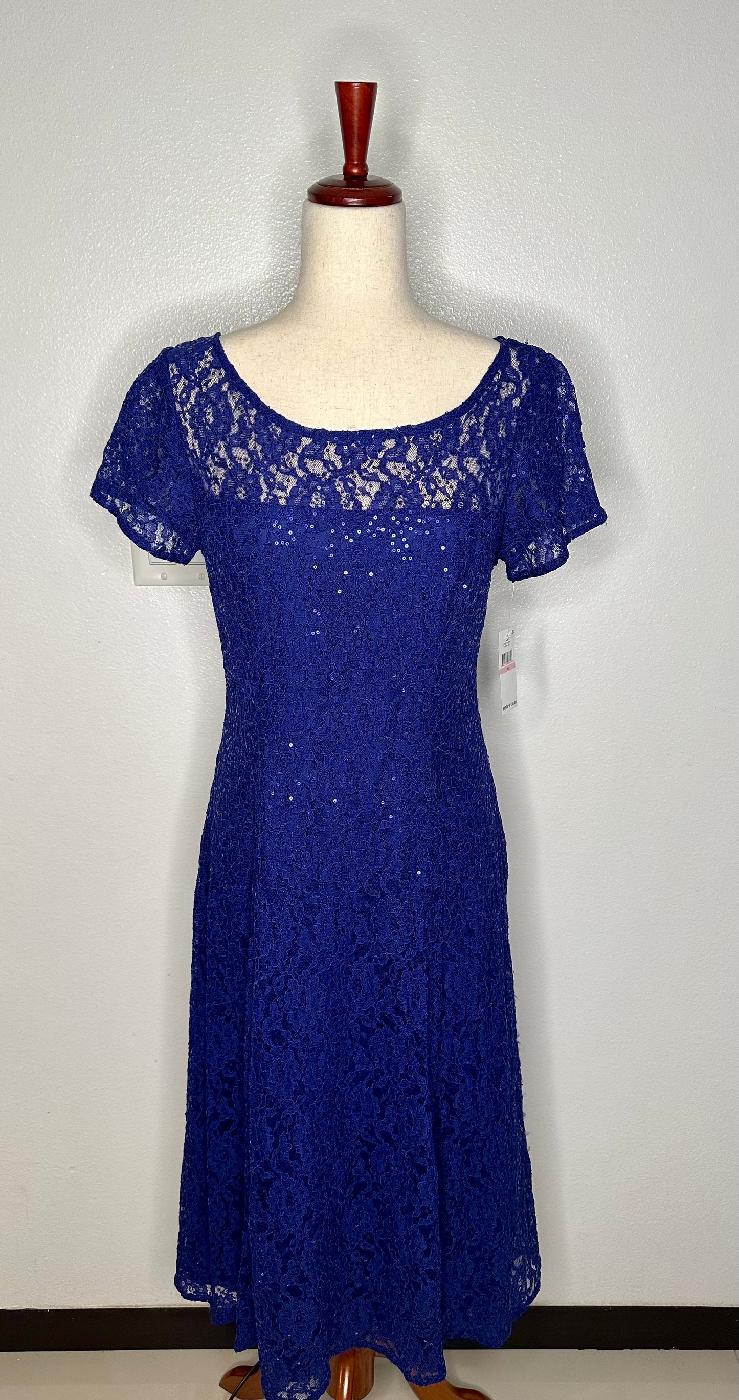 Womens Lace Sequined Midi Dress