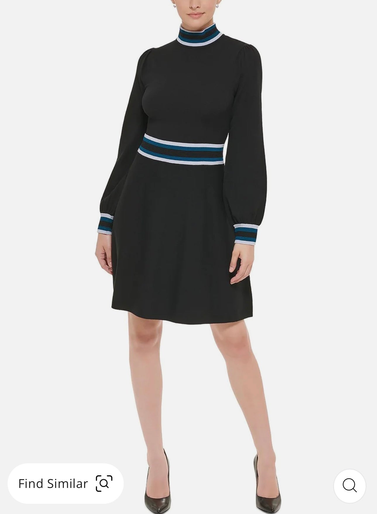 Womens Mock Neck Fit & Flare Sweaterdress