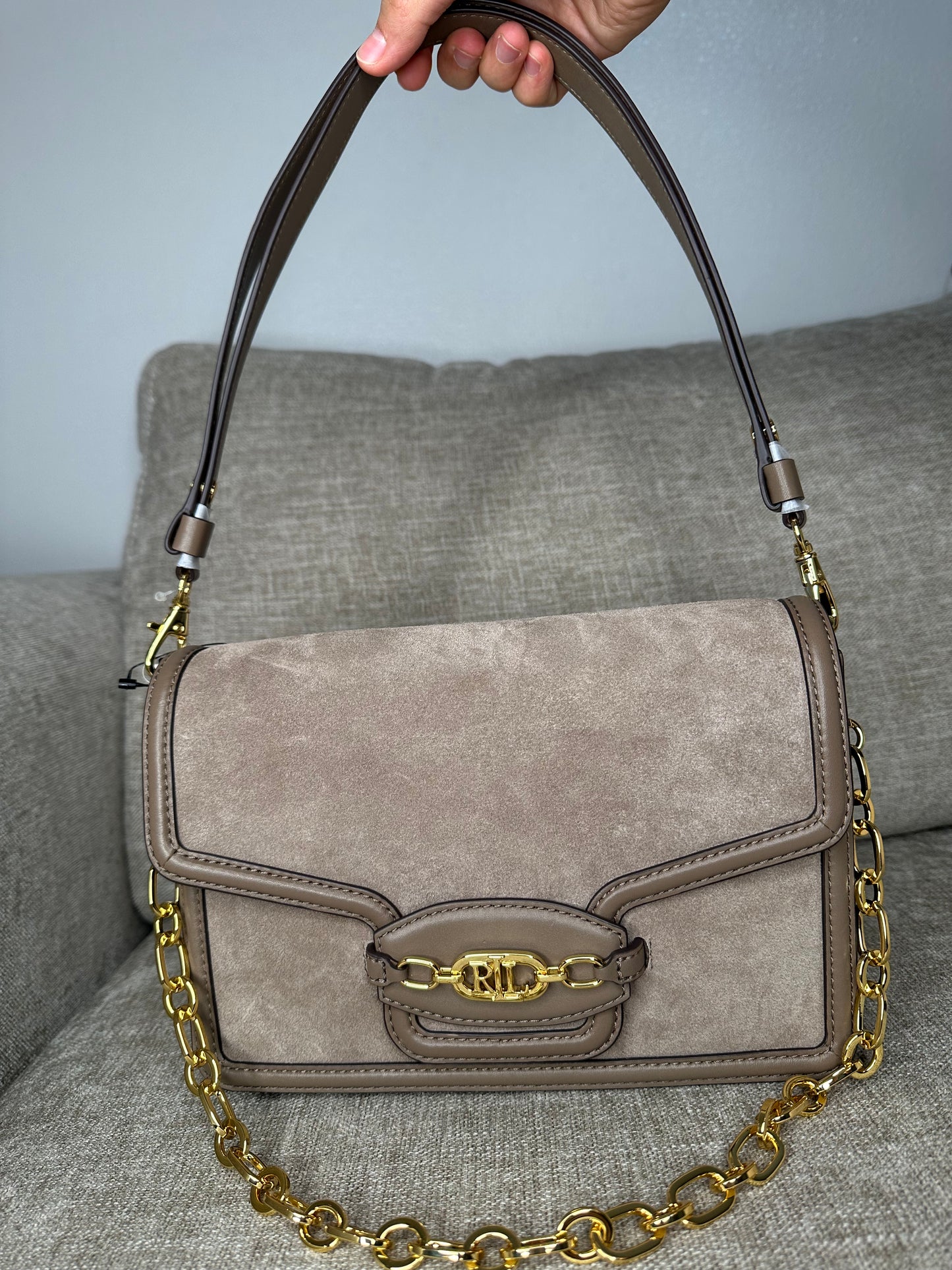 Designer Suede Medium Sydnee Shoulder Bag