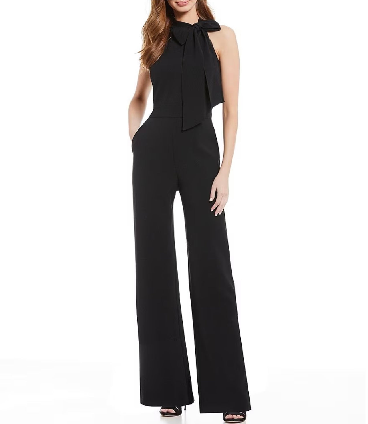 Womens Crepe Bow Jumpsuit