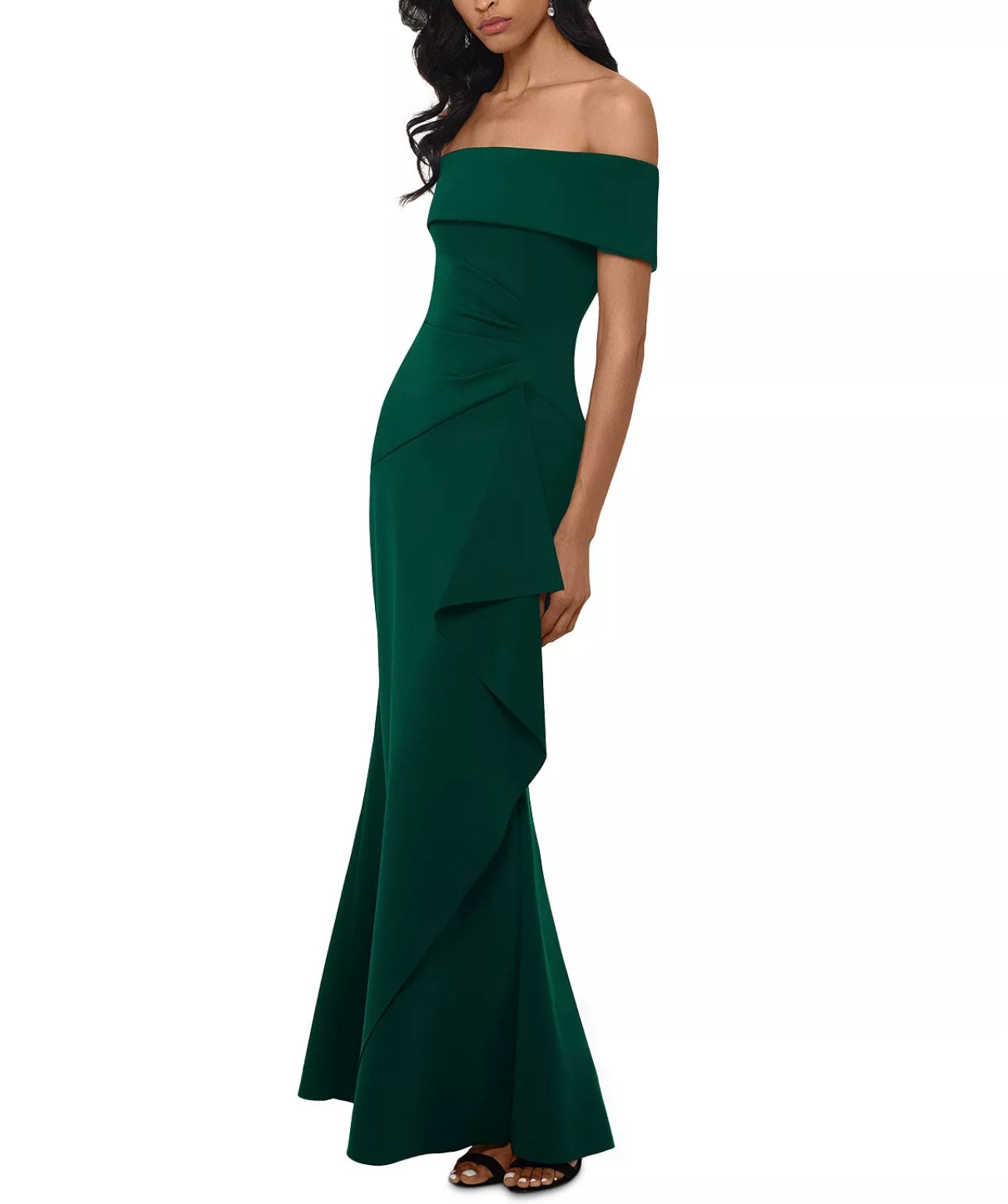 Womens Ruched Long Evening Dress