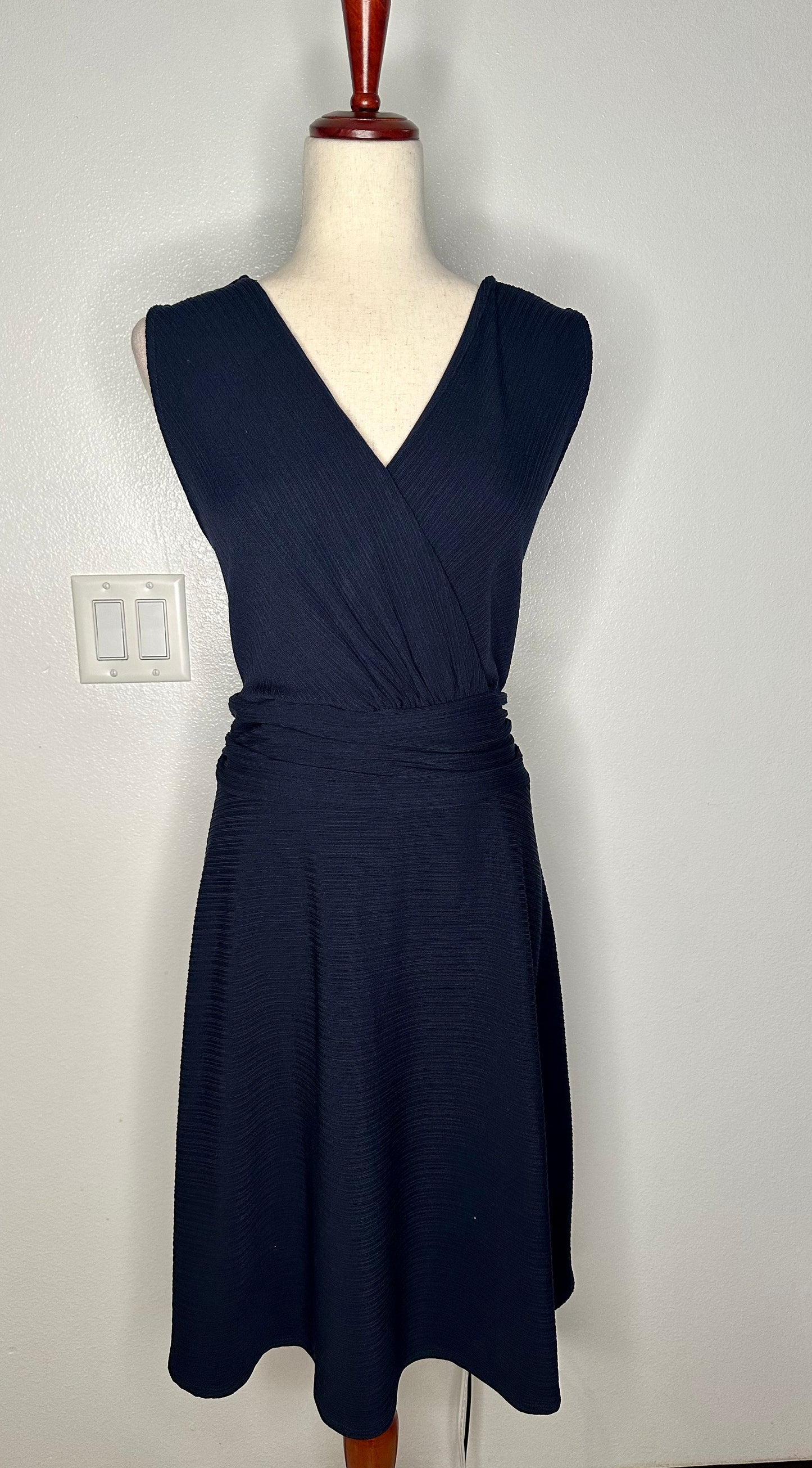 Surplice V-Neck Cinched Waist Faux Wrap Dress