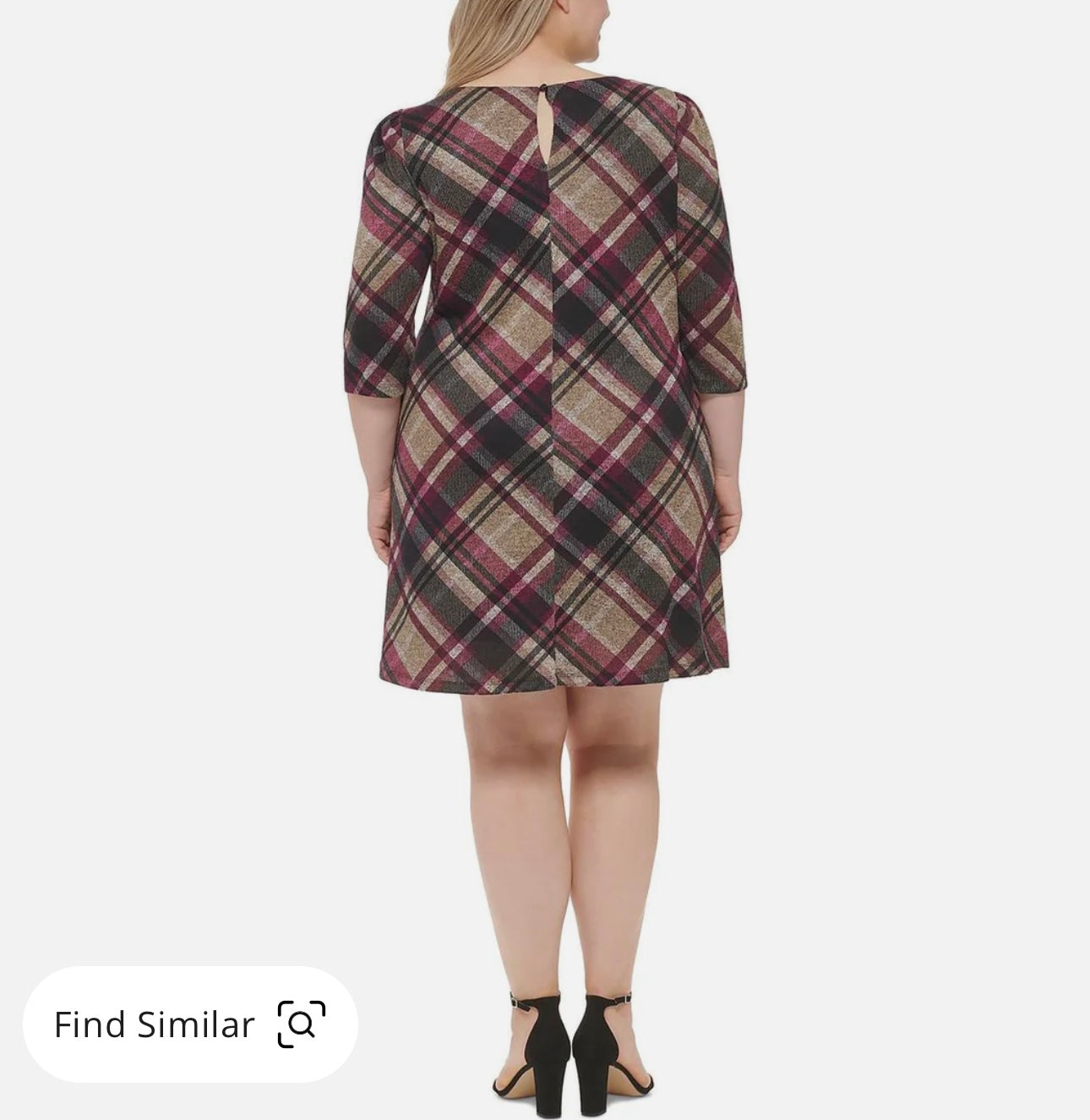 Womens Plaid Mini Shift Dress