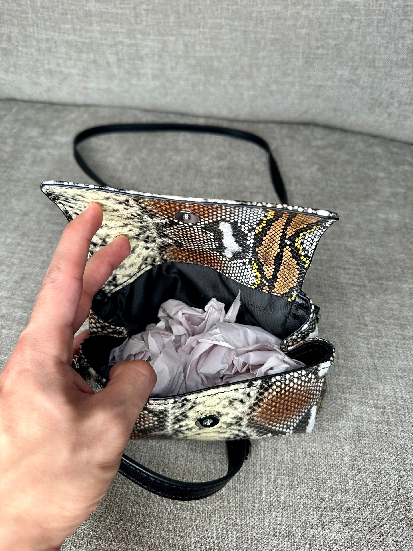 Designer Argo Mini Printed Flap Crossbody - Multi Snake