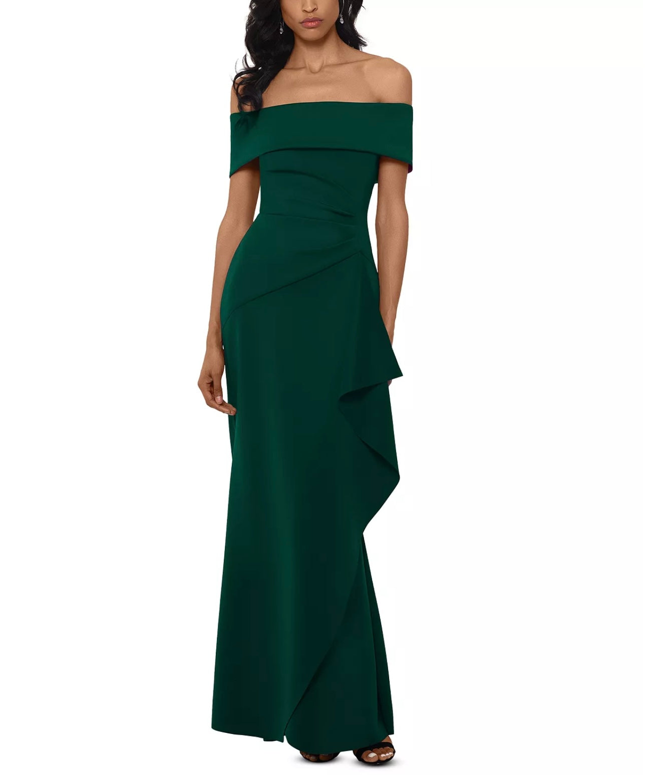 Womens Ruched Long Evening Dress