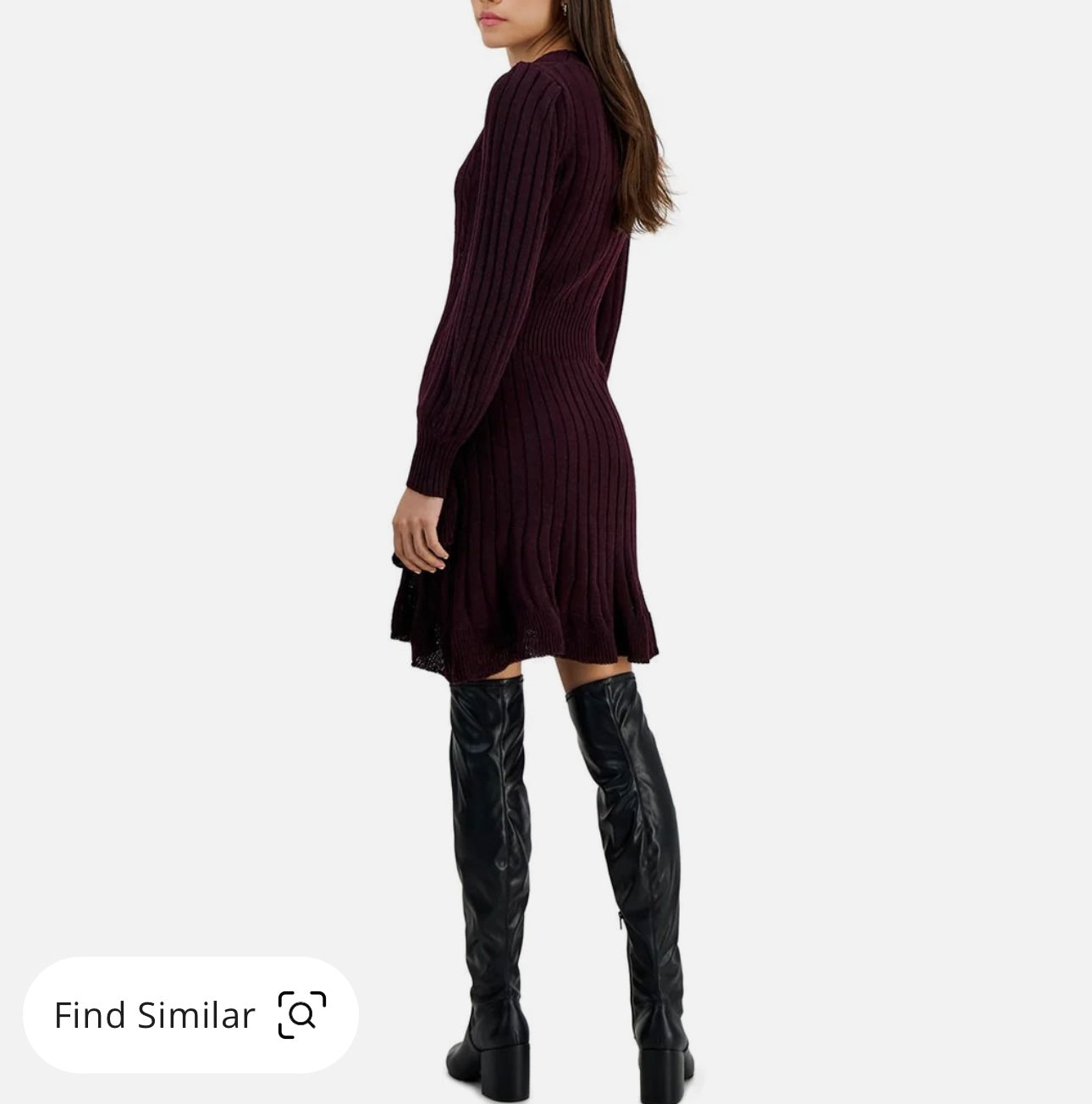 Womens Cable Knit Ruffled Sweaterdress