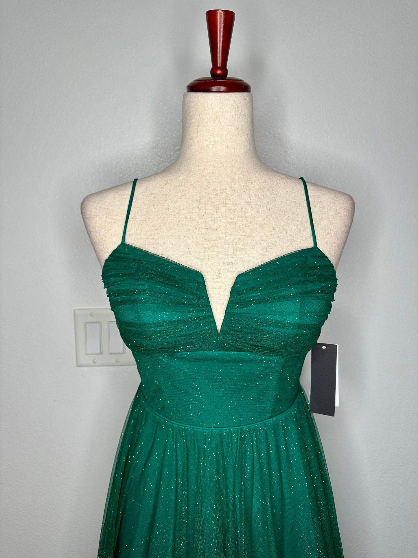 Womens Glitter Green Evening Dress