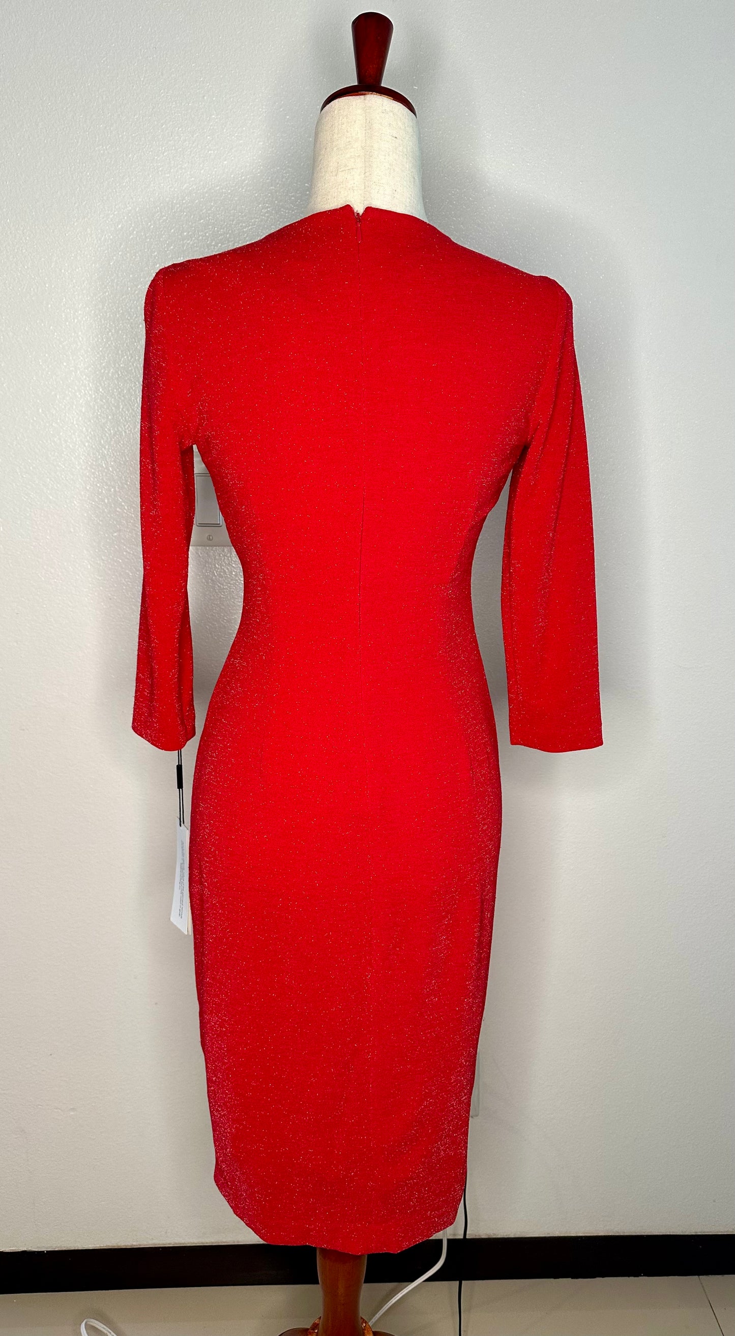 Womens Zipper Detail Mini Sheath Dress Color Red