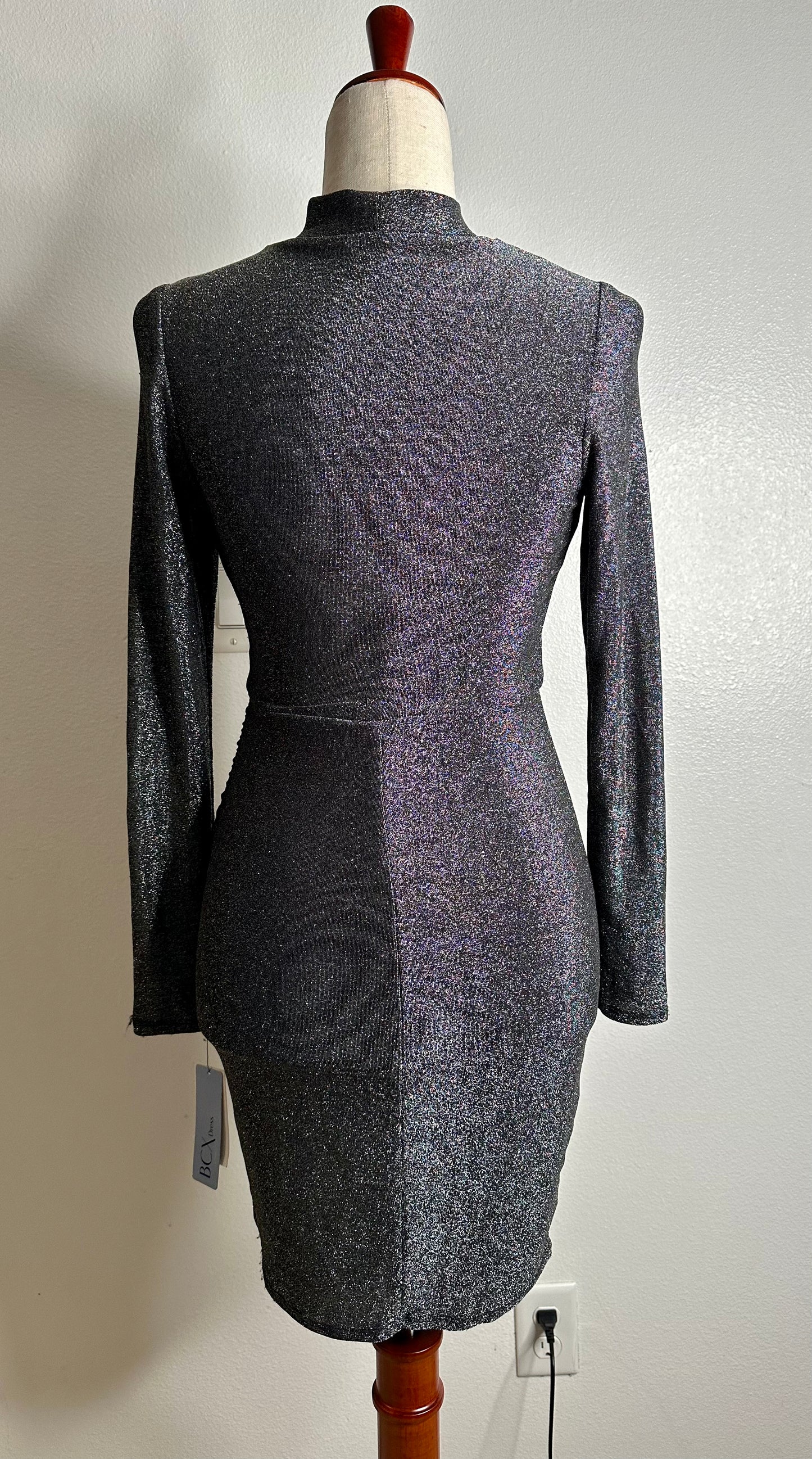 Womens Tulip Metallic Sheath Dress