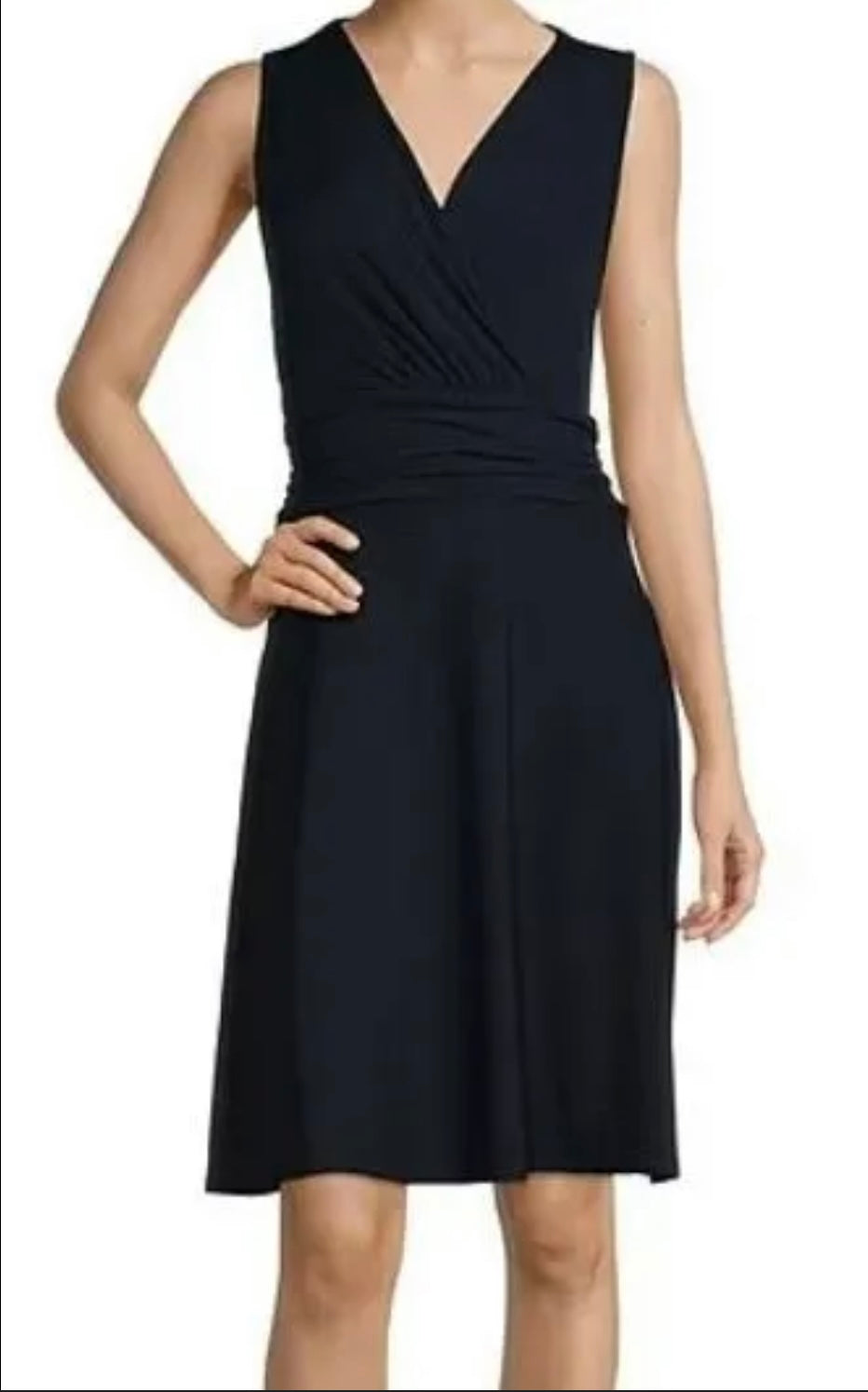 Surplice V-Neck Cinched Waist Faux Wrap Dress