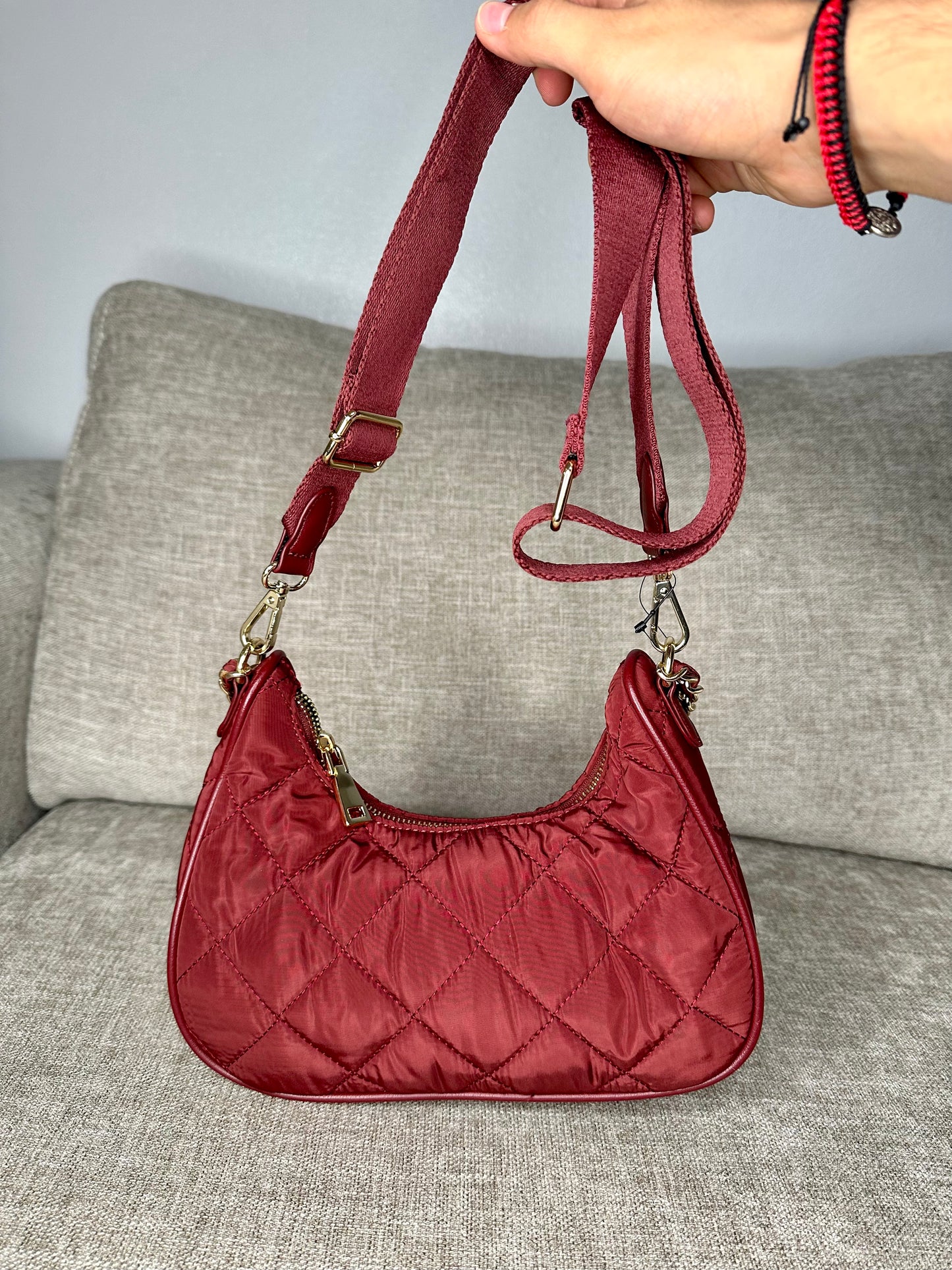 Designer  NYLON CHILSEA CROSSBODY, DARK CHERRY