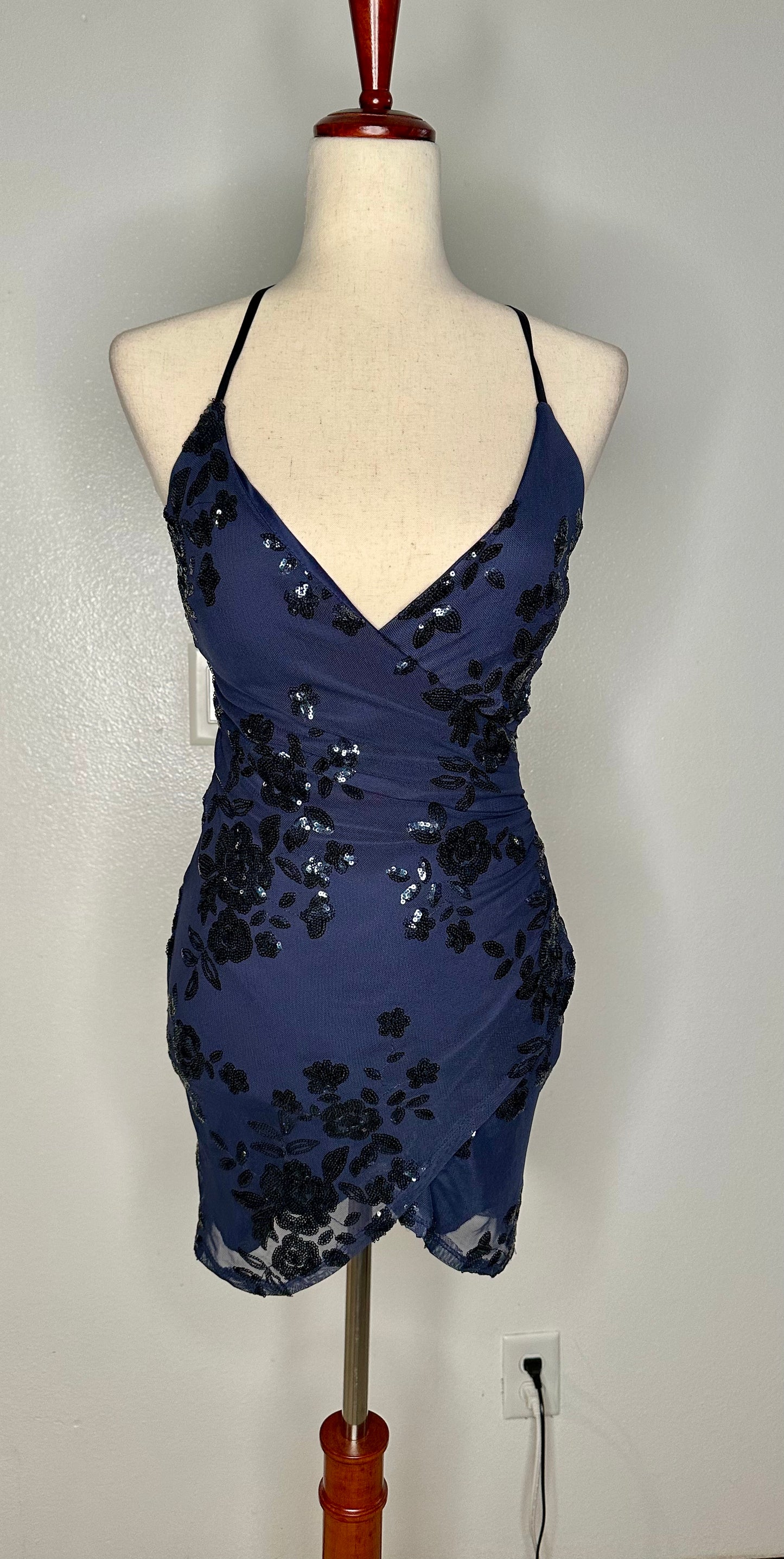 Womens Sequined Short Mini Dress