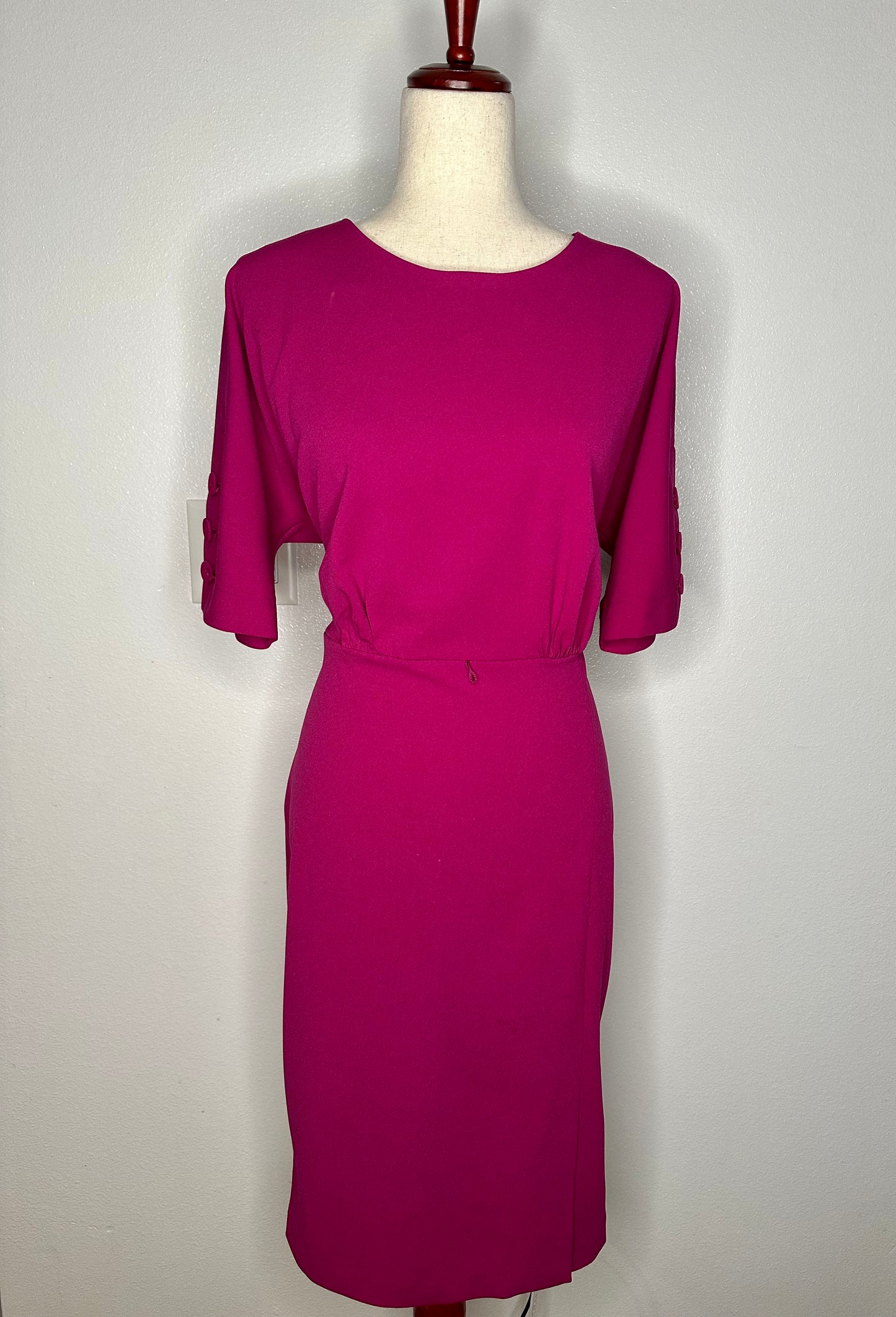 Button-Sleeve Sheath Dress