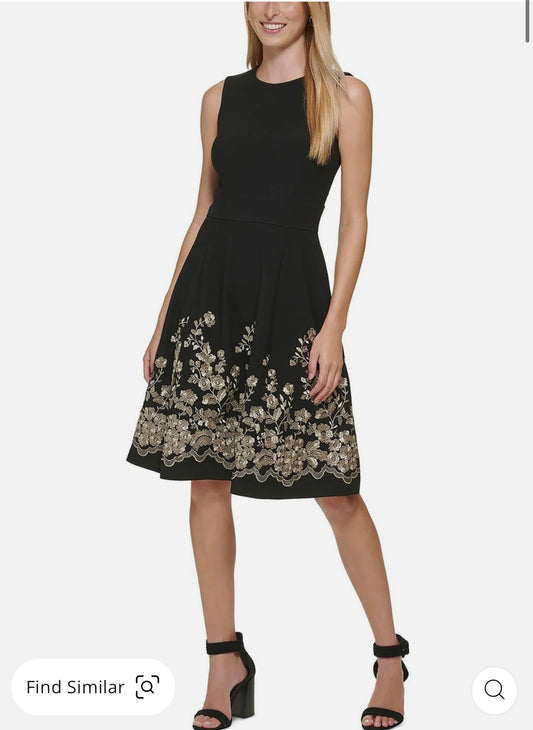 Womens Embroidered Mini Fit & Flare Dress