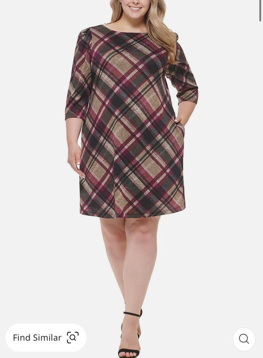 Womens Plaid Mini Shift Dress