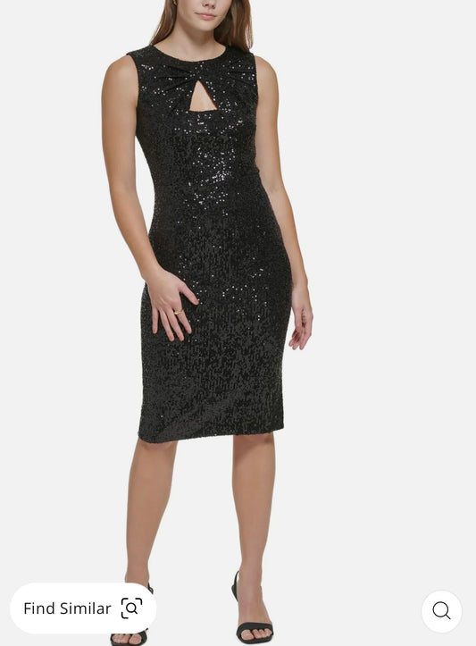 Womens Sequined Knee Cocktail And Party Dress