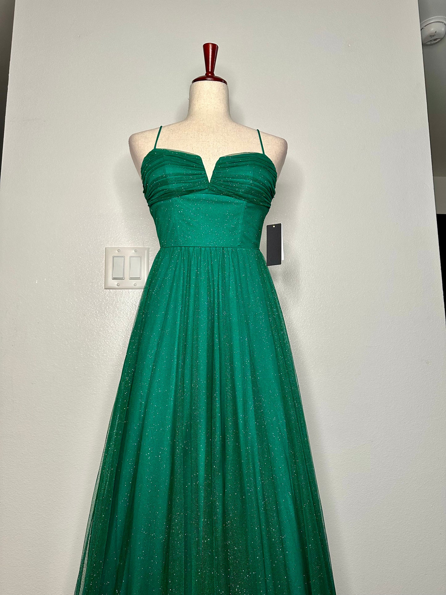 Womens Glitter Green Evening Dress