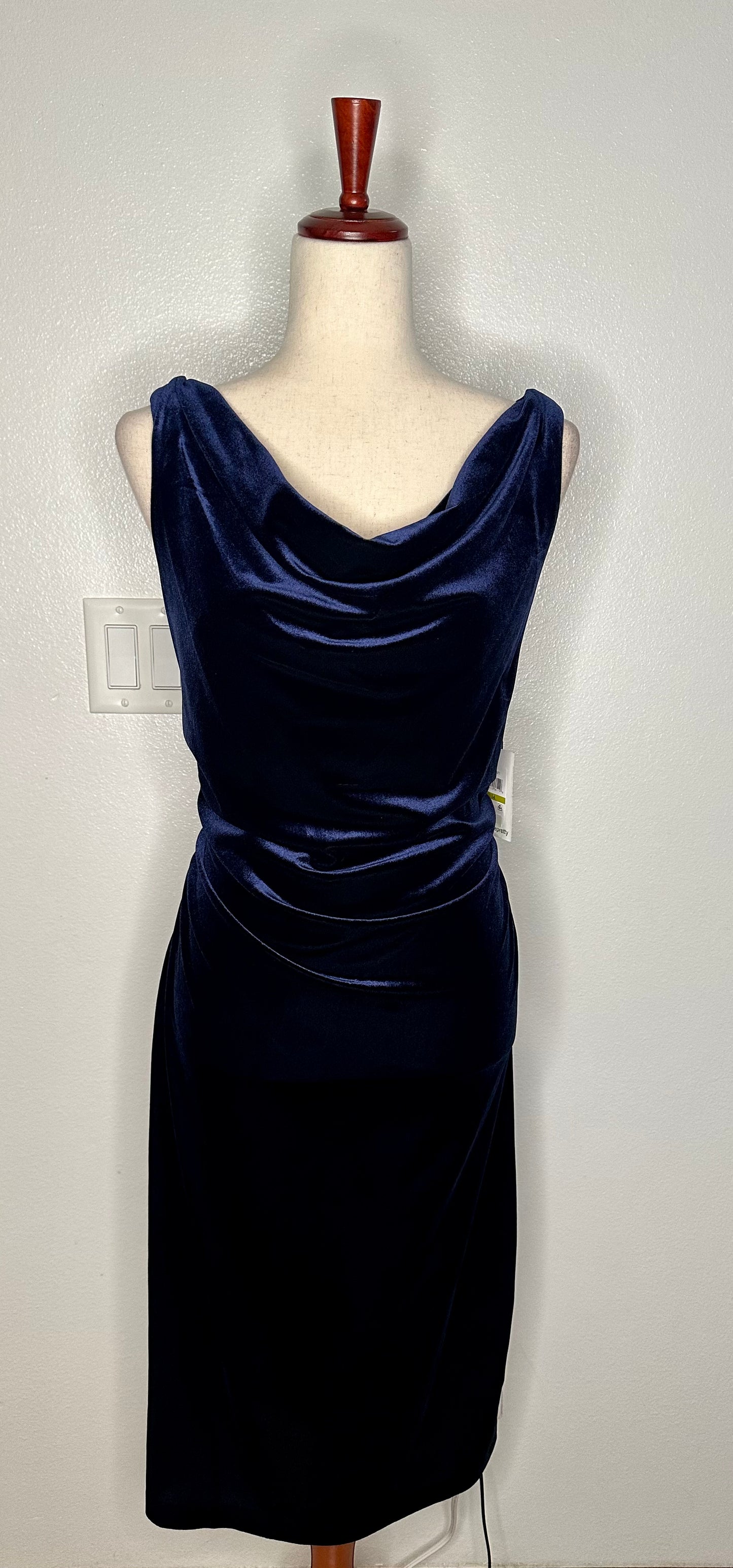 Womens Velvet Knee Cocktail And Party Dress