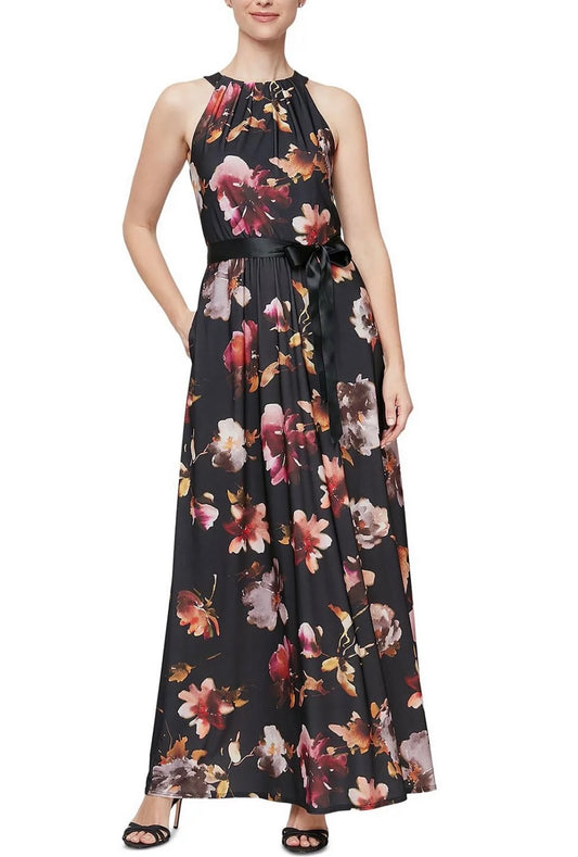 Womens Maxi Floral Halter Dress