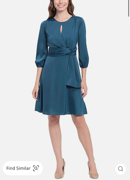 Womens Satin Mini Fit & Flare Dress