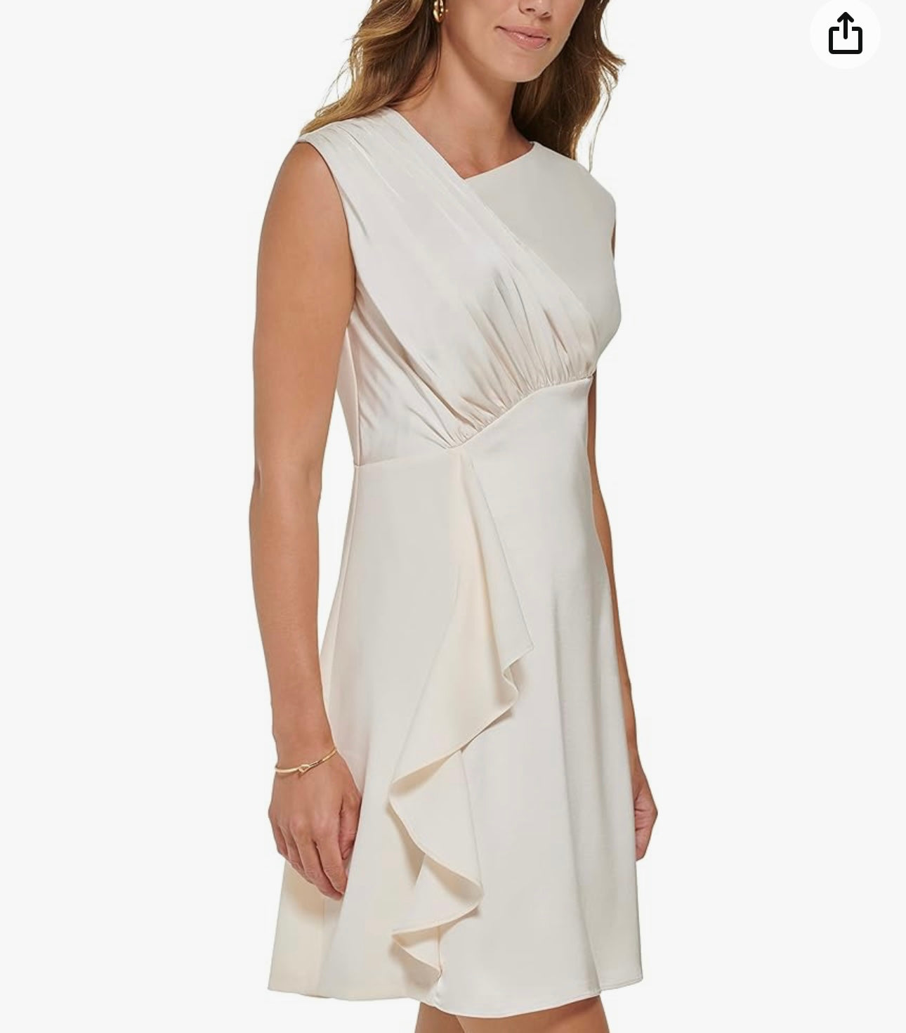 Women's Asymetric Neck Scuba Crepe/Silky Chameuse Cocktail Dress