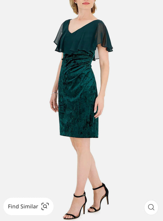 Womens Velvet Chiffon Cocktail And Party Dress