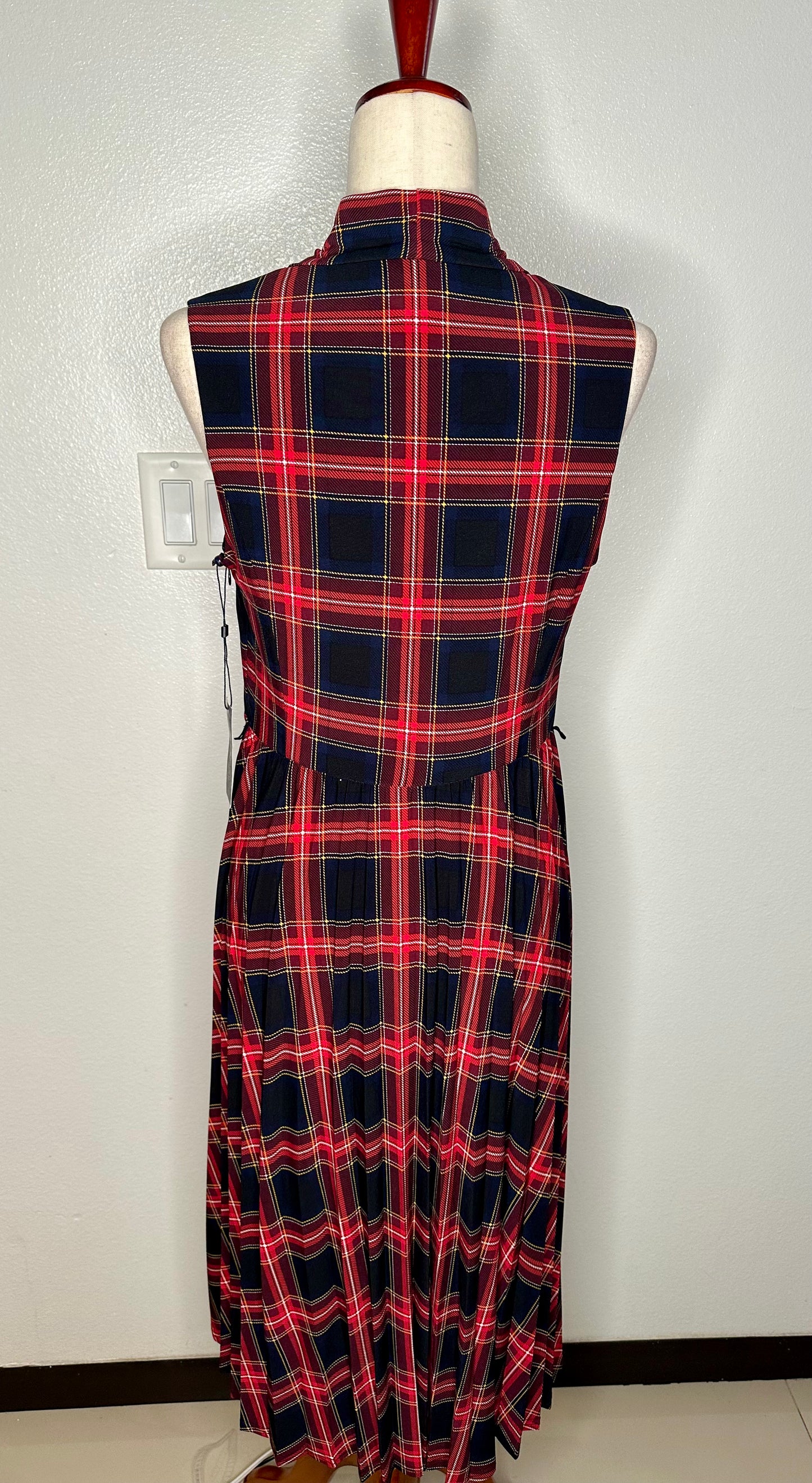 Designer Womens Plaid Calf Midi Dress