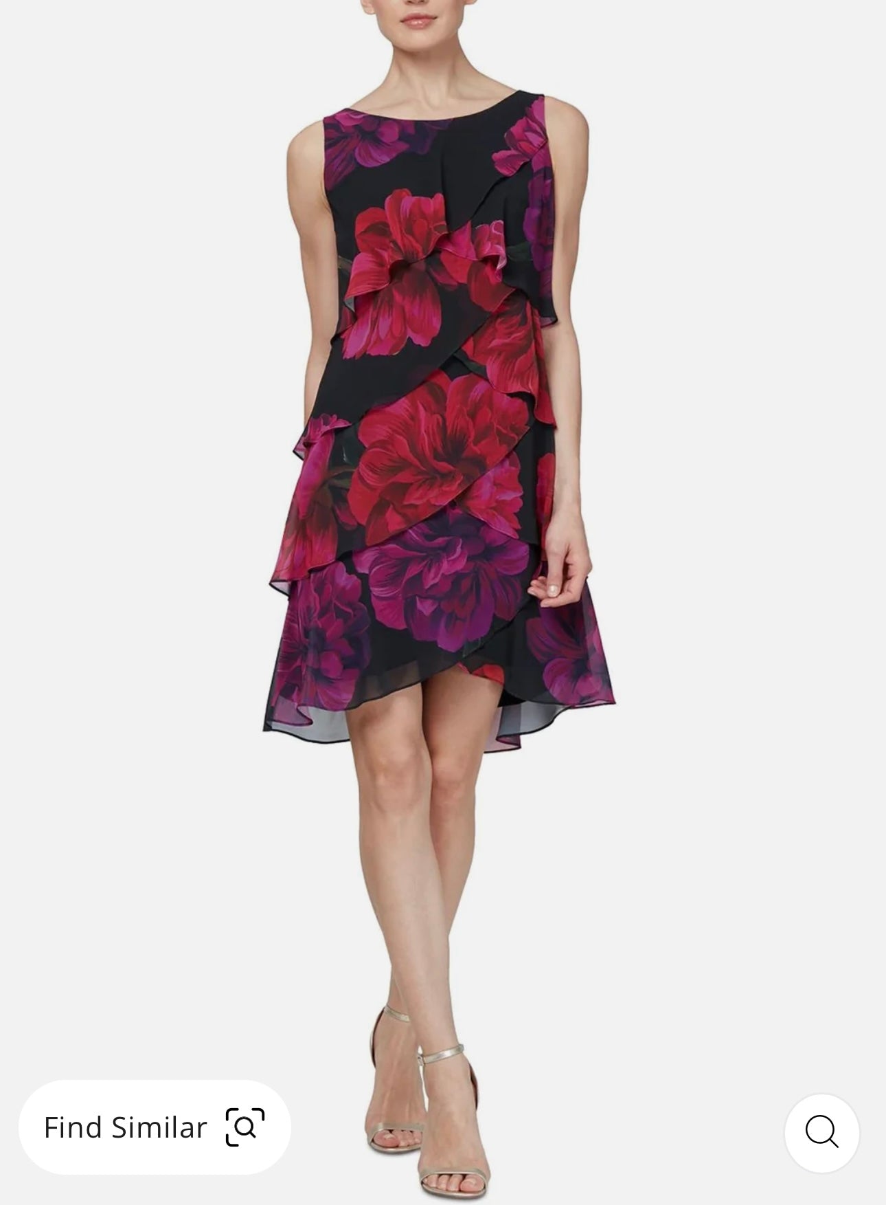 Womens Floral Flutter Sheath Dress