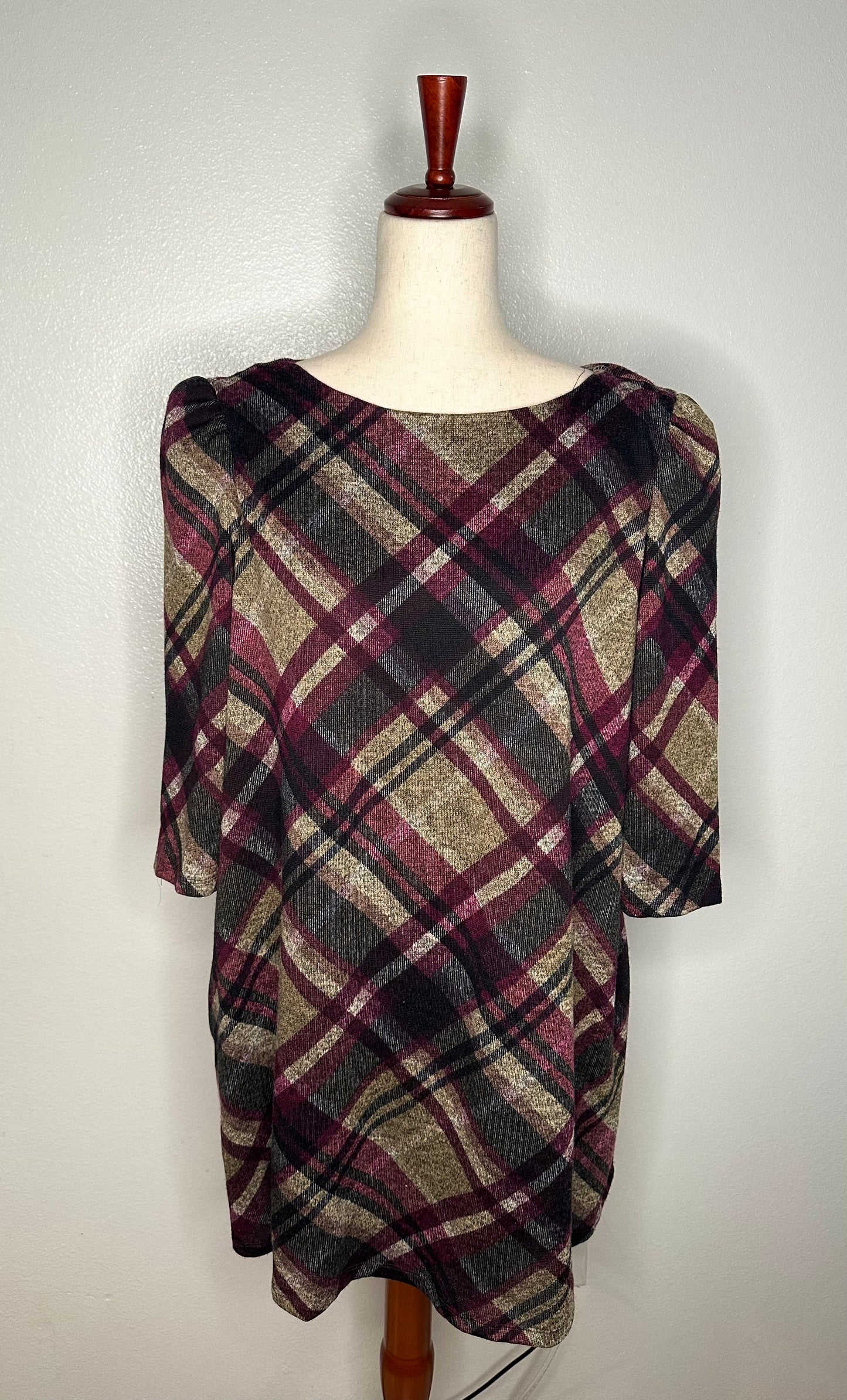 Womens Plaid Mini Shift Dress