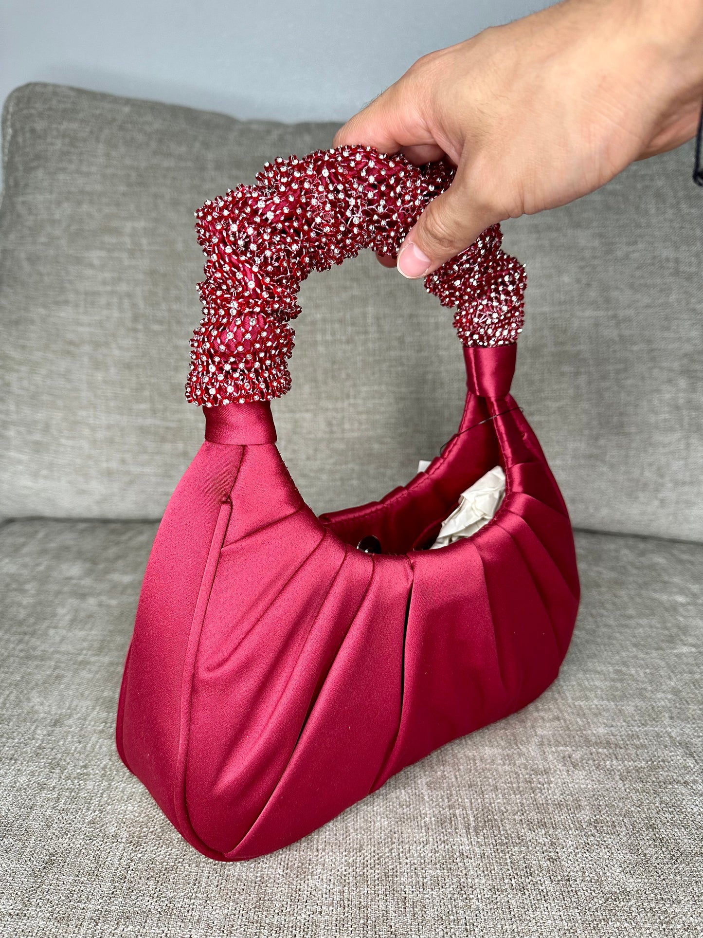 Designer Pleated Top Handle Bag