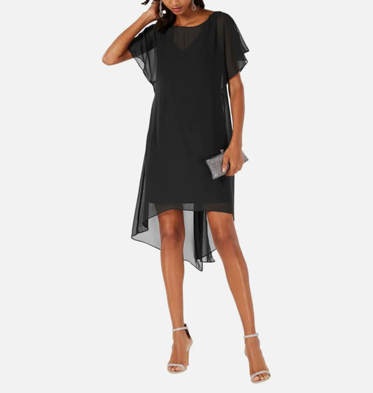 Womens Chiffon Overlay Cocktail Dress