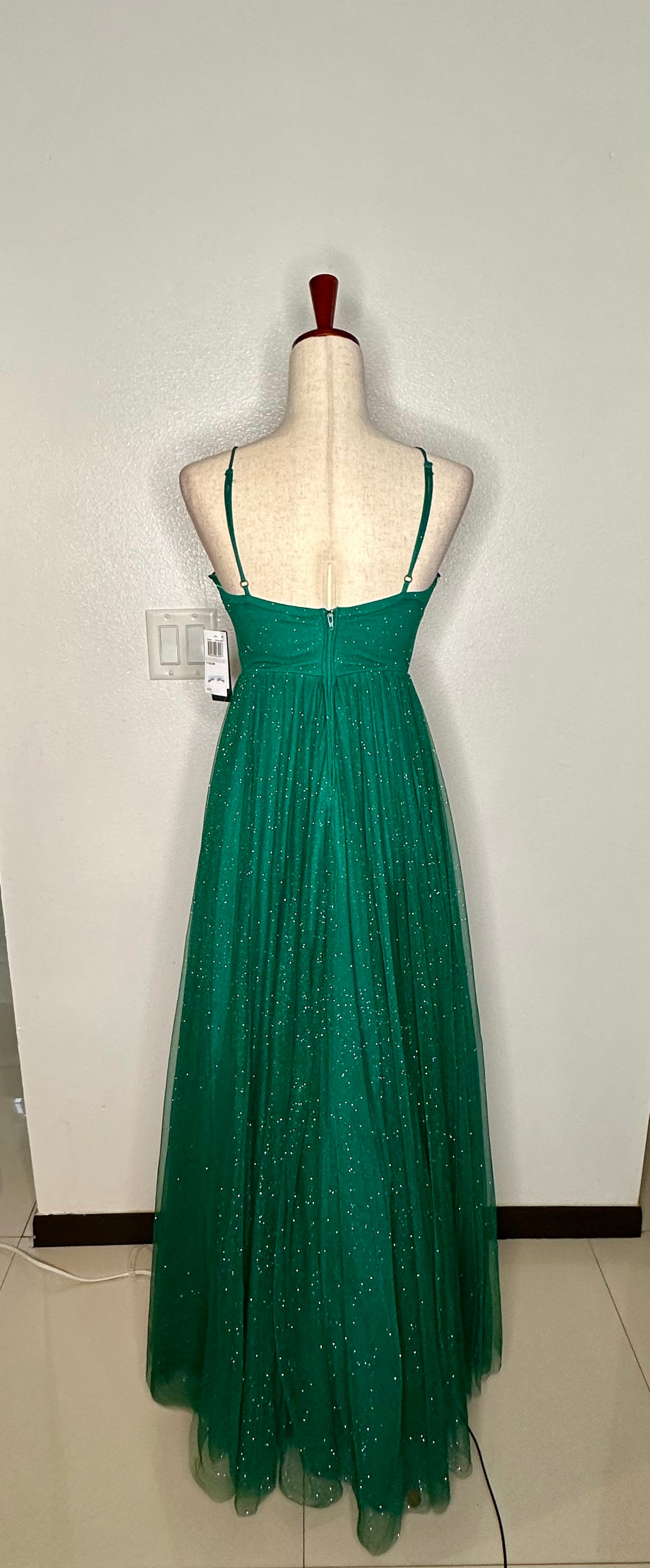 Womens Glitter Green Evening Dress