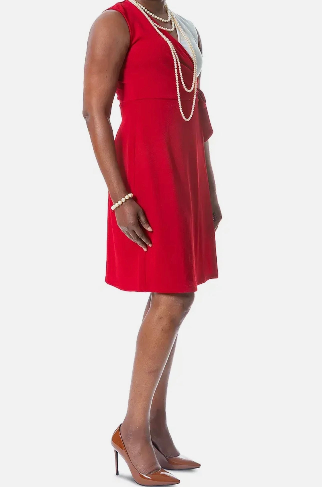 Sheath Dress Crimson/Cream Size