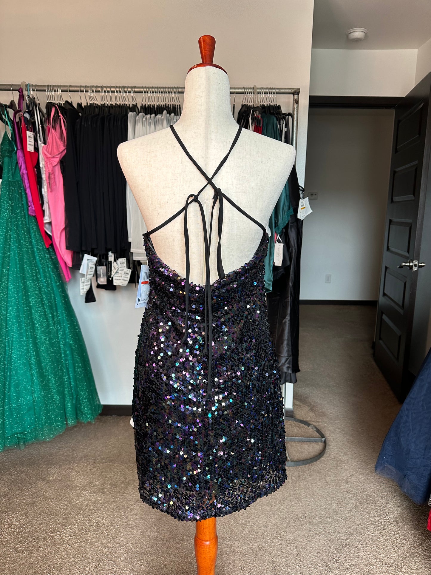 Womens Sequined Mini Cocktail And Party Dress