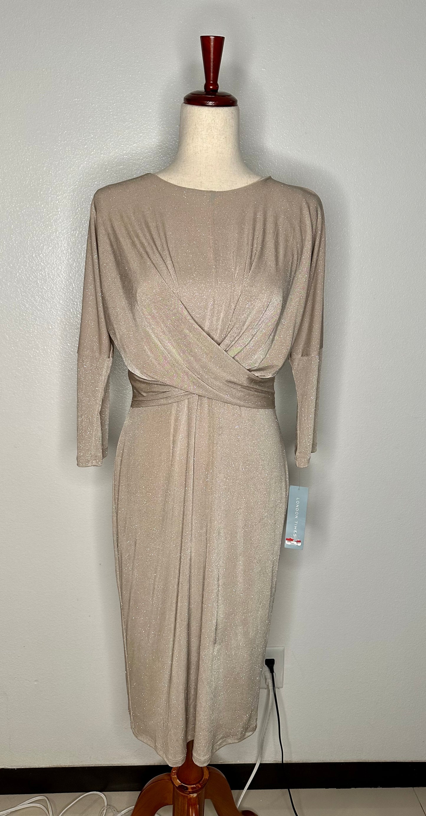 Womens Shimmer Midi Cocktail And Party Dress