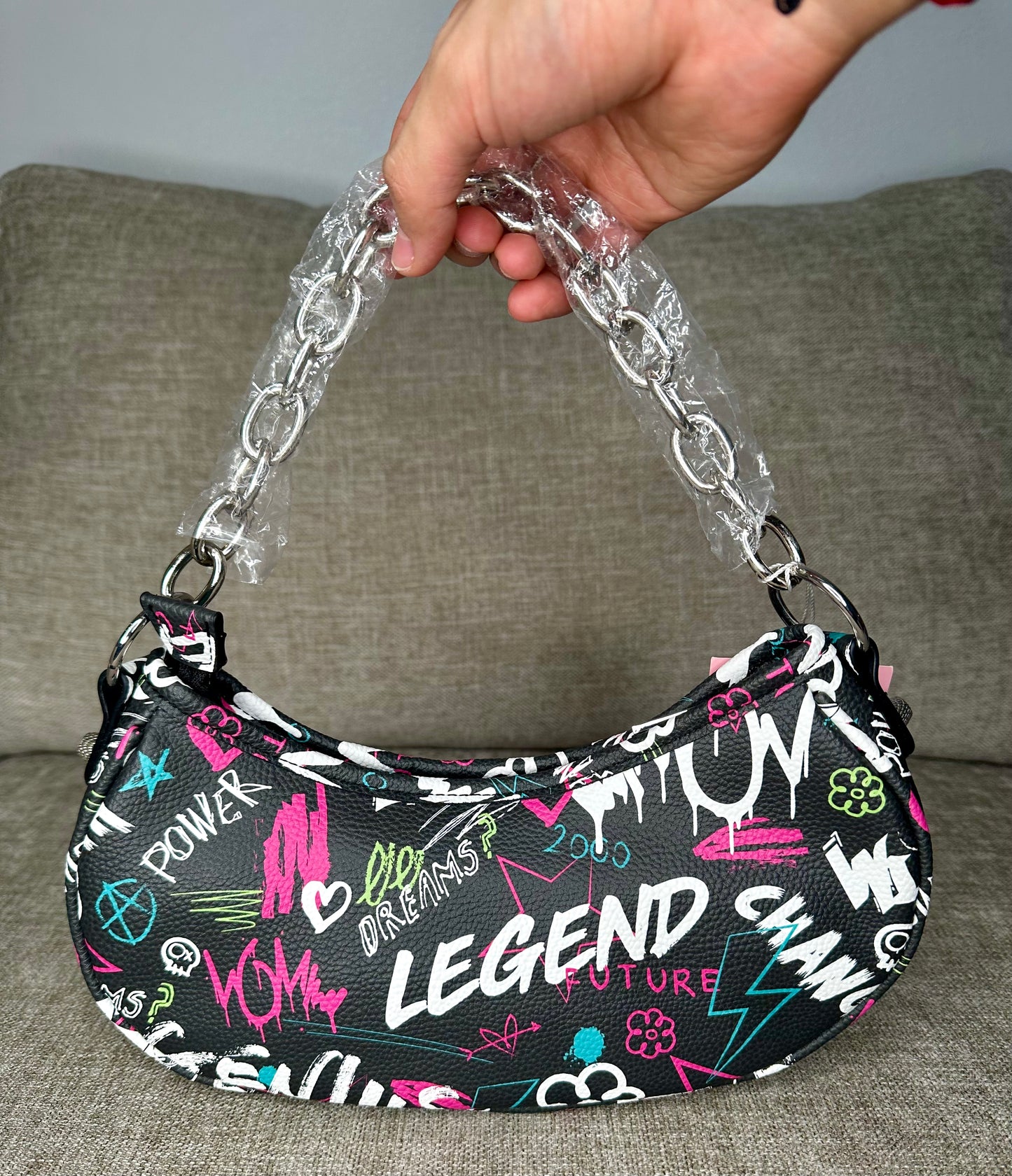 Designer Devyn Graffiti Crossbody Shoulder Bag