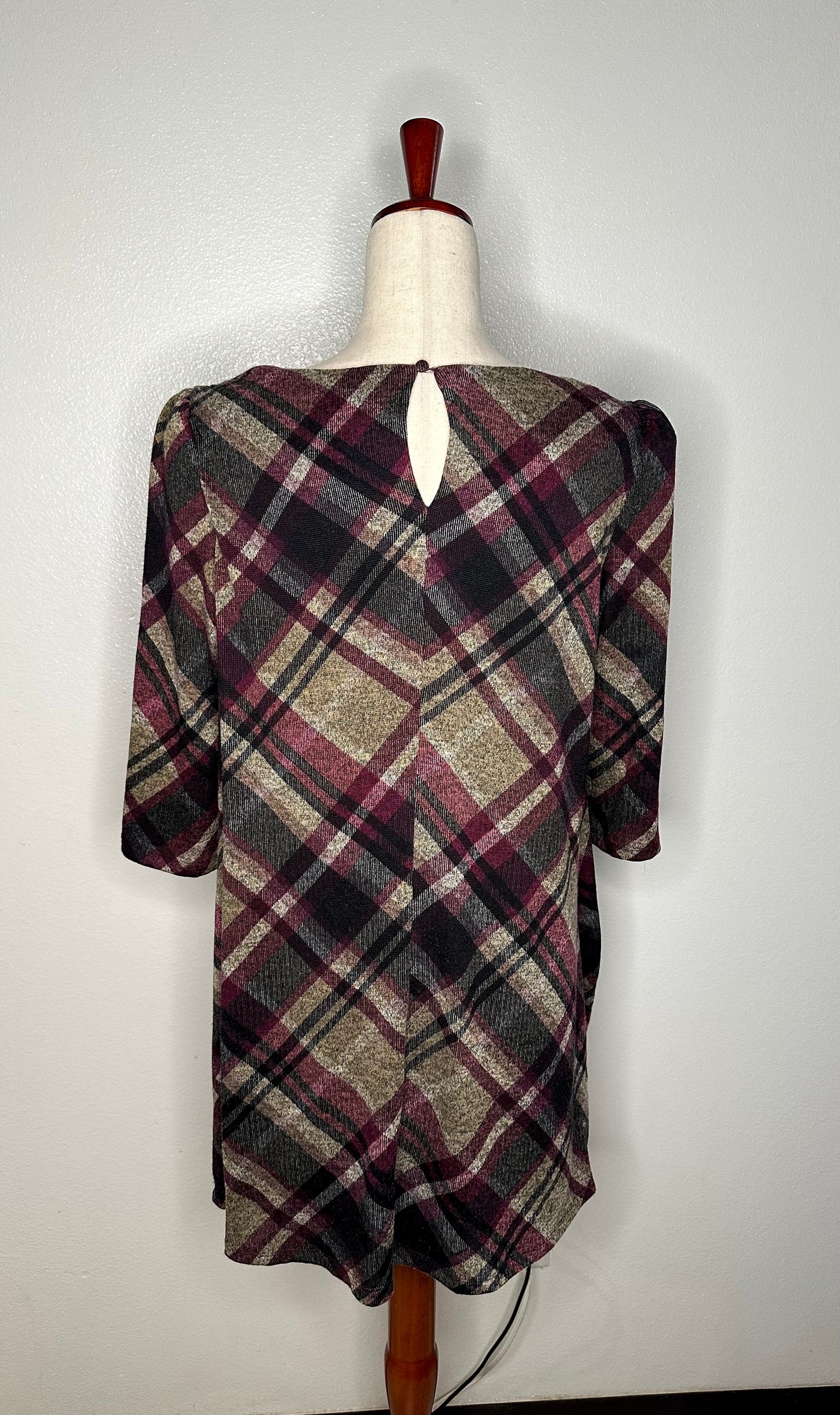 Womens Plaid Mini Shift Dress