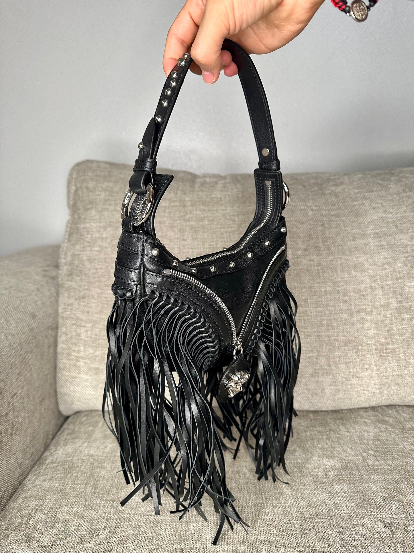 DESIGNER PREMIER BAG
Repeat fringed mini shoulder bag