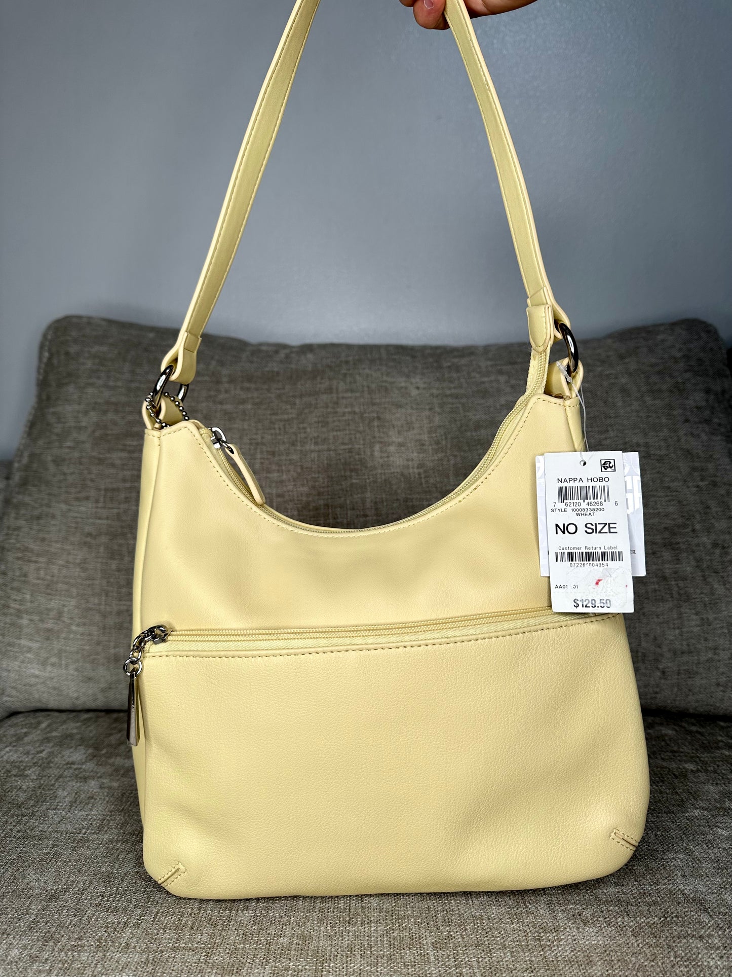 Designer Nappa Classic leather hobo women's shoulder bag -WHEAT/ YELLOW