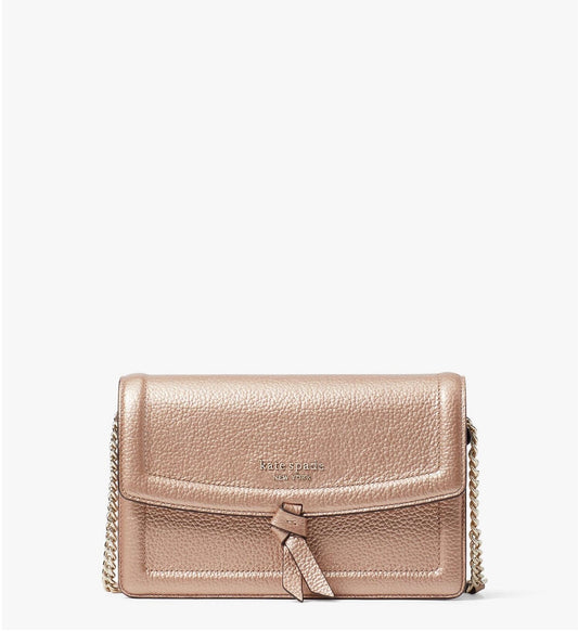 Designer Knott Metallic Flap Crossbody