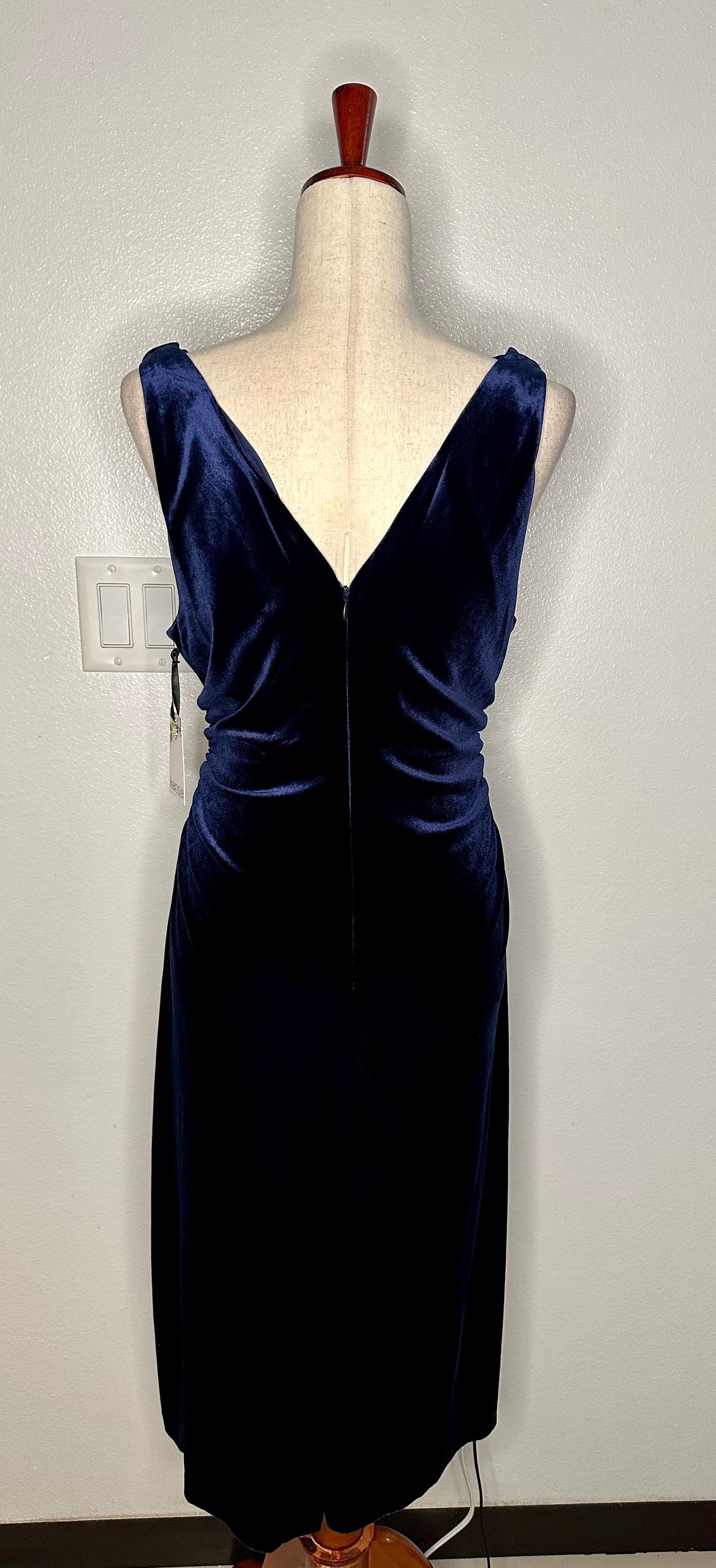 Womens Velvet Knee Cocktail And Party Dress