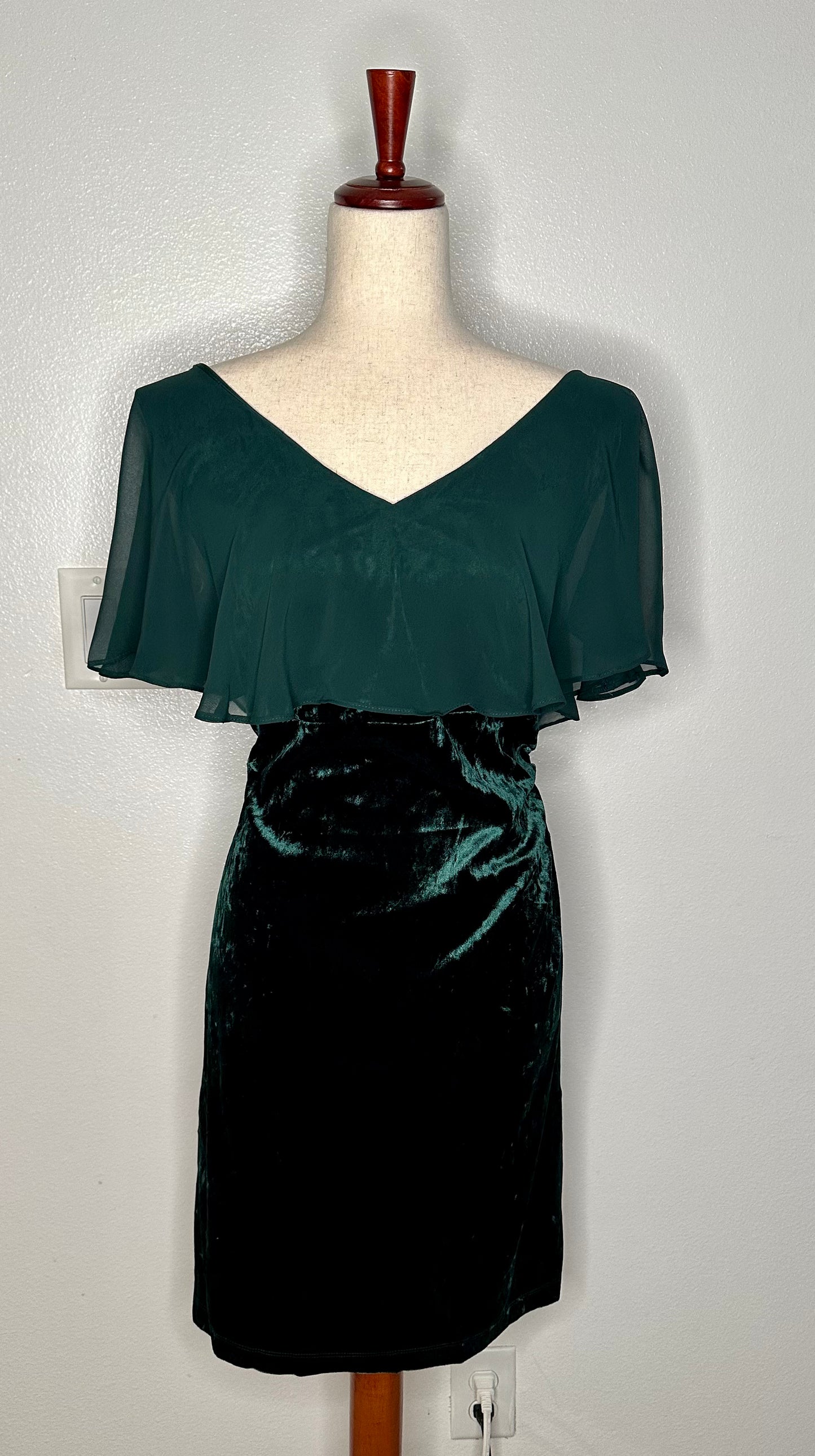 Womens Velvet Chiffon Cocktail And Party Dress