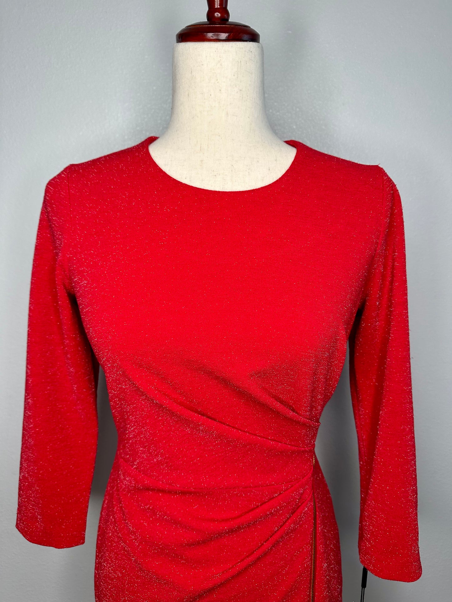 Womens Zipper Detail Mini Sheath Dress Color Red