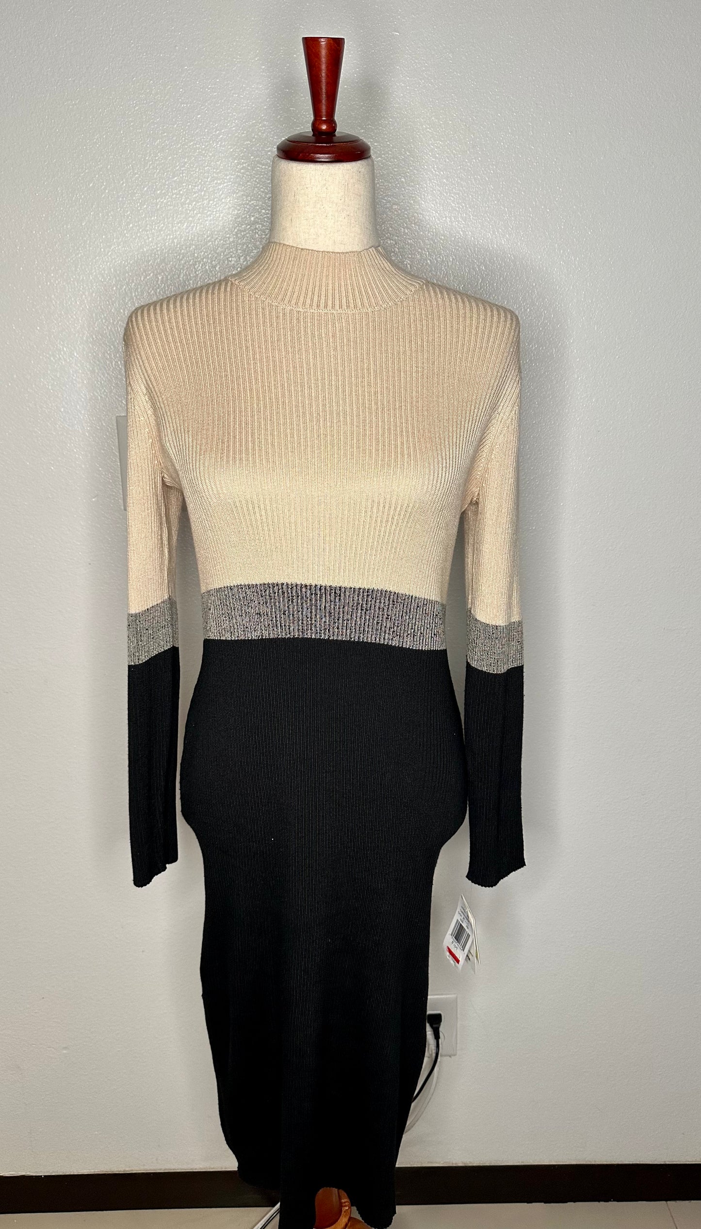 Womens Colorblock Midi Sweaterdress